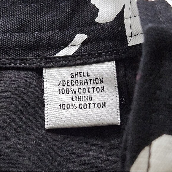 Talbots Black White Floral Cotton A Line Skirt Size 4 PETITE Lined - Picture 8 of 9